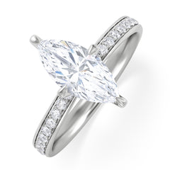 Origin Twist 1.00ct Marquise Cut Lab Diamond Solitaire Engagement Ring with Side Stones in 18K White Gold