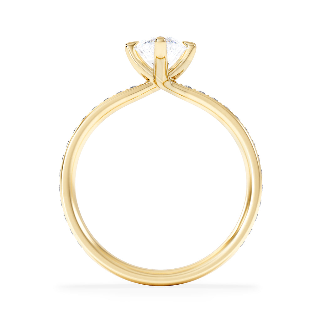 Origin Twist 1.00ct Marquise Cut Lab Diamond Solitaire Engagement Ring with Side Stones in 18K Yellow Gold
