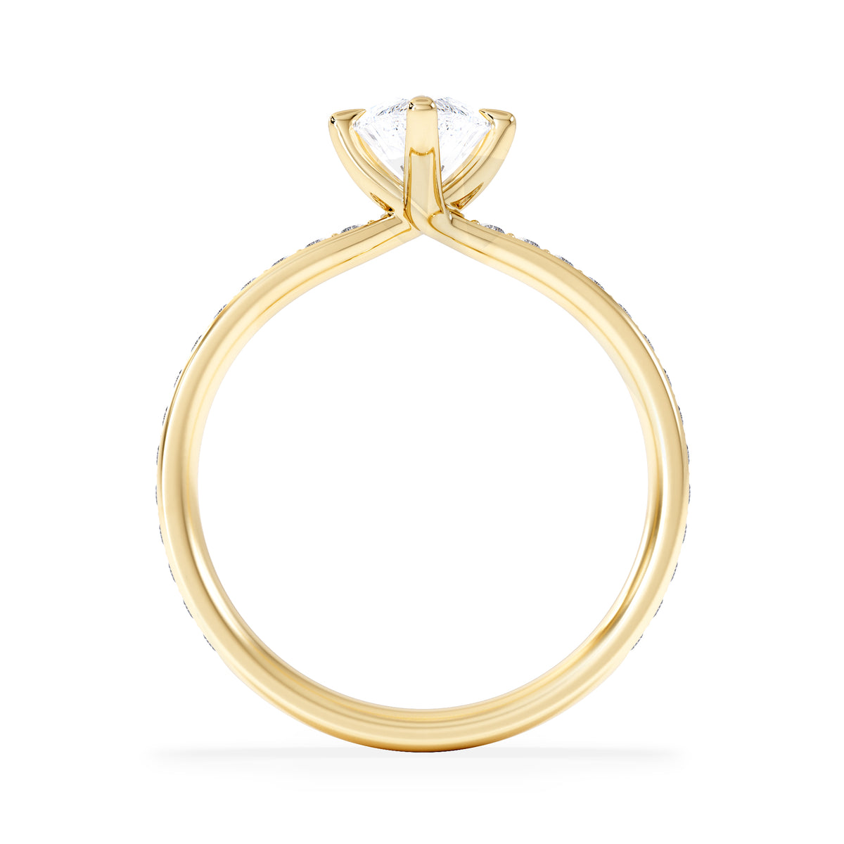 Origin Twist 1.00ct Marquise Cut Lab Diamond Solitaire Engagement Ring with Side Stones in 18K Yellow Gold