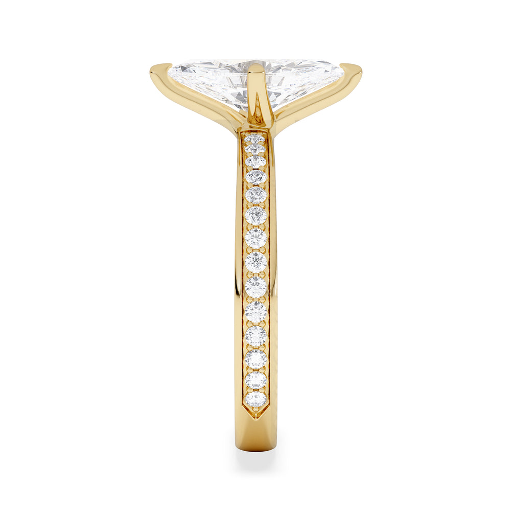 Origin Twist 1.00ct Marquise Cut Lab Diamond Solitaire Engagement Ring with Side Stones in 18K Yellow Gold
