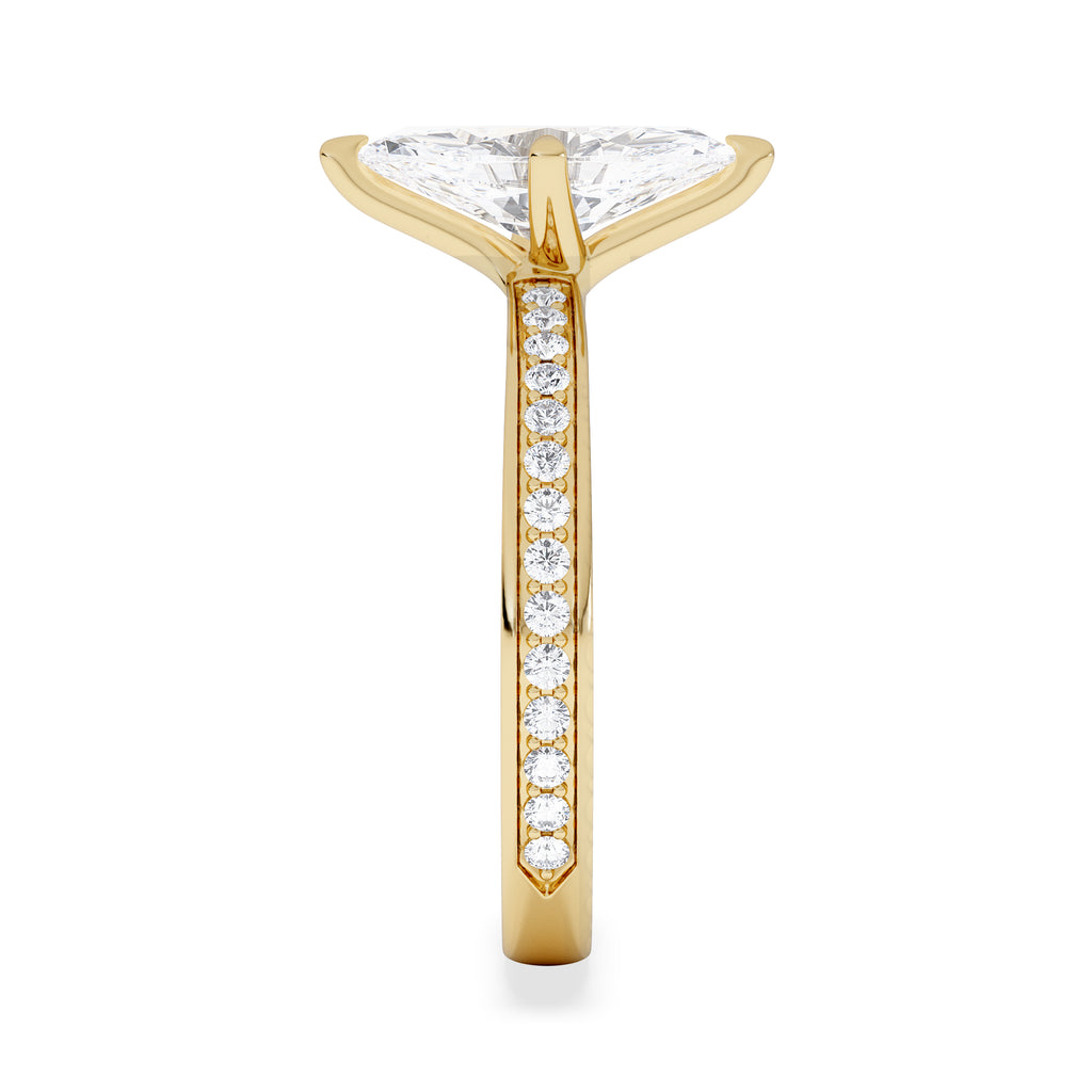 Origin Twist 1.00ct Marquise Cut Lab Diamond Solitaire Engagement Ring with Side Stones in 18K Yellow Gold