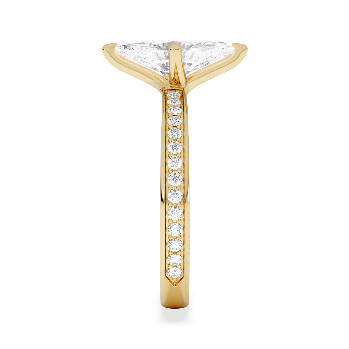 Origin Twist 1.00ct Marquise Cut Lab Diamond Solitaire Engagement Ring with Side Stones in 18K Yellow Gold
