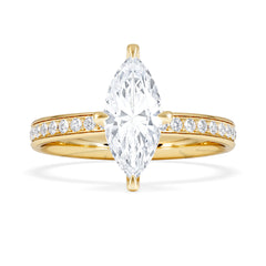 Origin Twist 1.00ct Marquise Cut Lab Diamond Solitaire Engagement Ring with Side Stones in 18K Yellow Gold