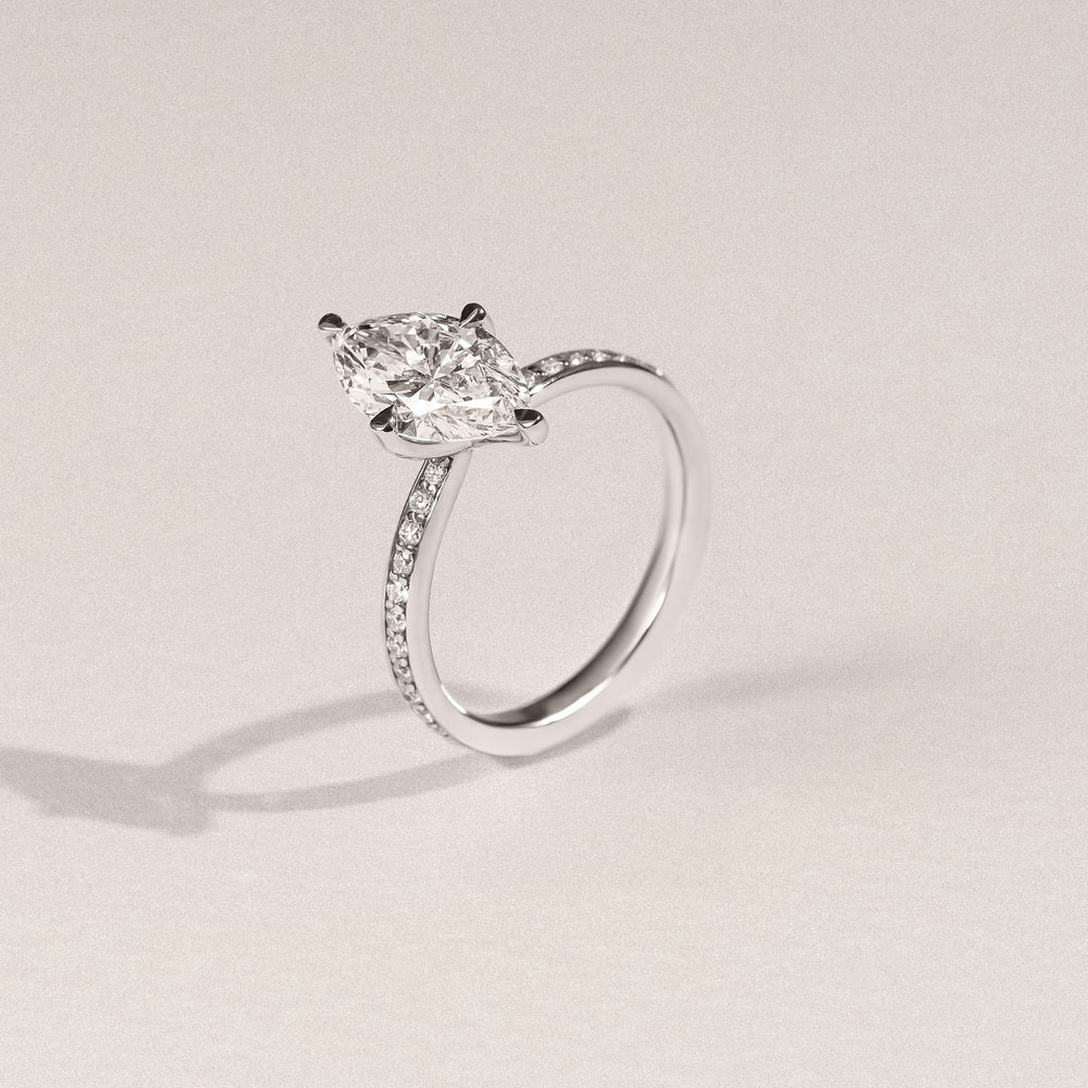 Origin Twist 2.00ct Marquise Cut Lab Diamond Solitaire Engagement Ring with Side Stones in 18K White Gold