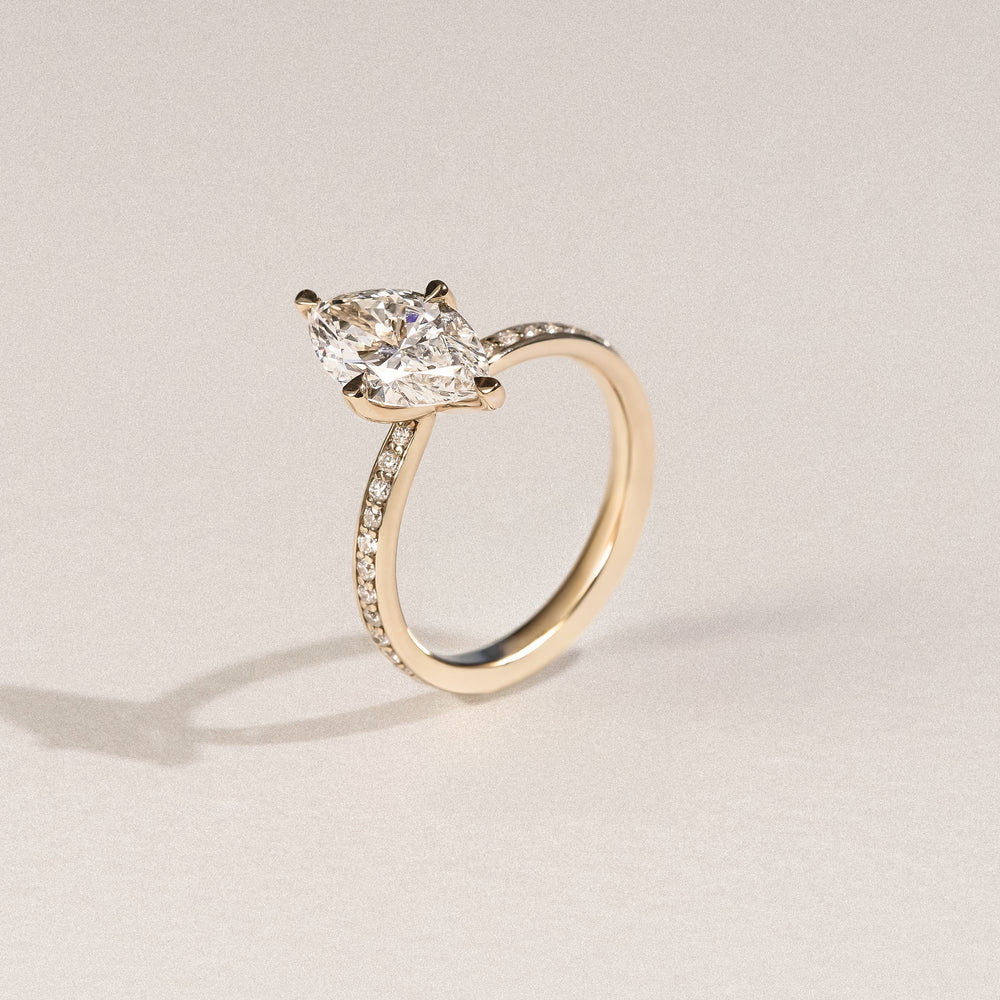 Origin Twist 2.00ct Marquise Cut Lab Diamond Solitaire Engagement Ring with Side Stones in 18K Yellow Gold