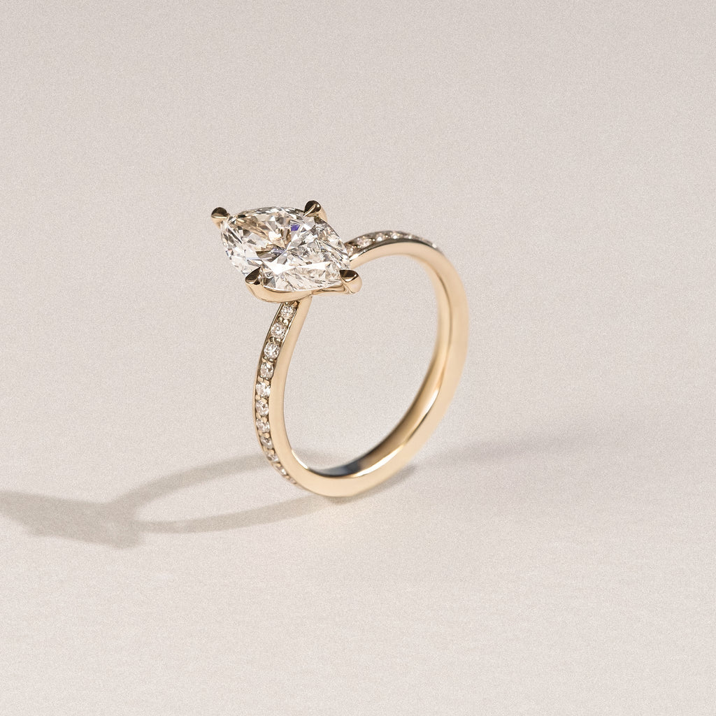 Origin Twist 2.00ct Marquise Cut Lab Diamond Solitaire Engagement Ring with Side Stones in 18K Yellow Gold