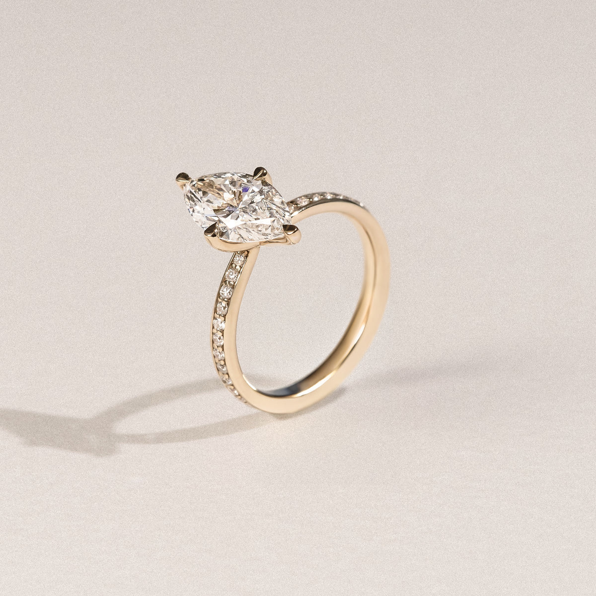 Origin Twist 2.00ct Marquise Cut Lab Diamond Solitaire Engagement Ring with Side Stones in 18K Yellow Gold