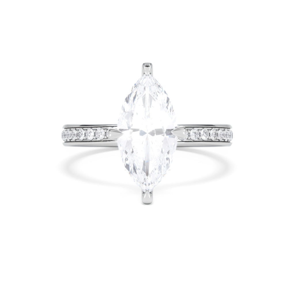 Origin Twist 2.00ct Marquise Cut Lab Diamond Solitaire Engagement Ring with Side Stones in Platinum