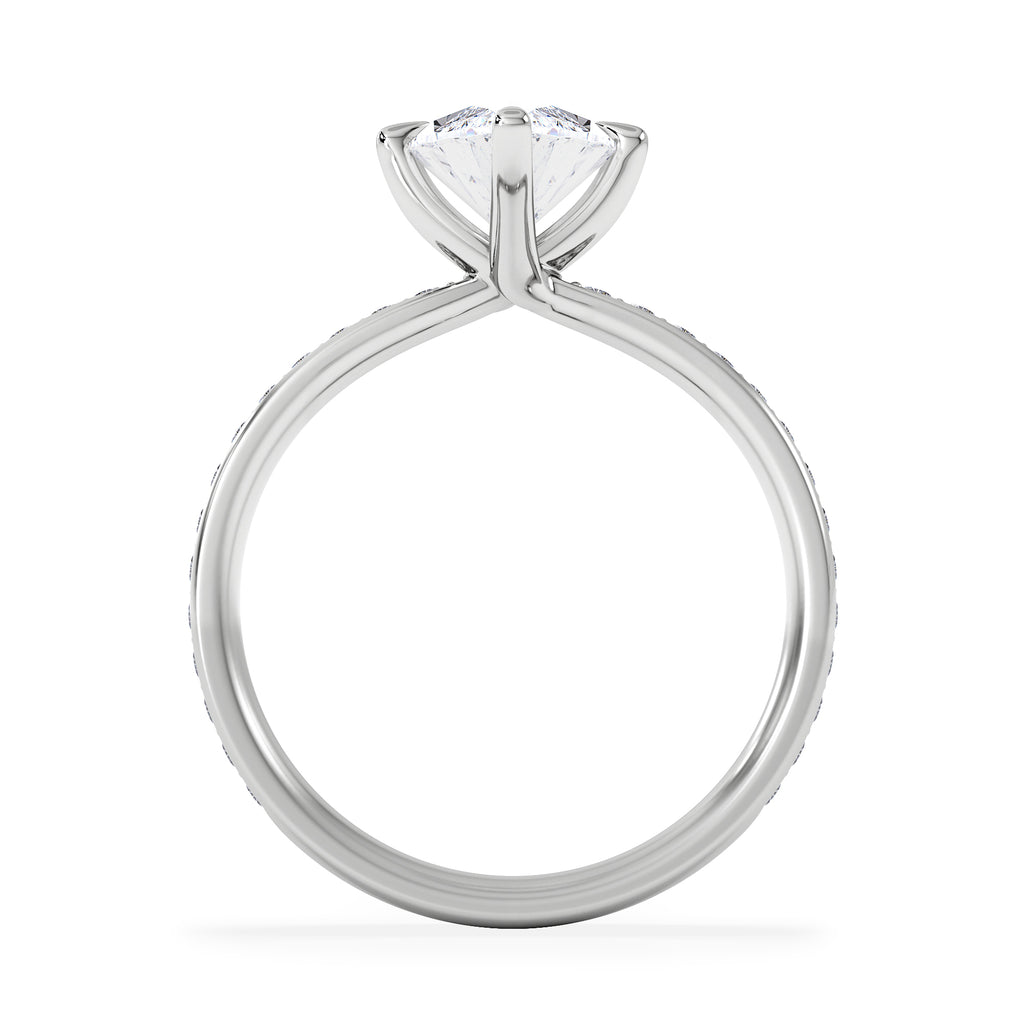 Origin Twist 2.00ct Marquise Cut Lab Diamond Solitaire Engagement Ring with Side Stones in 18K White Gold