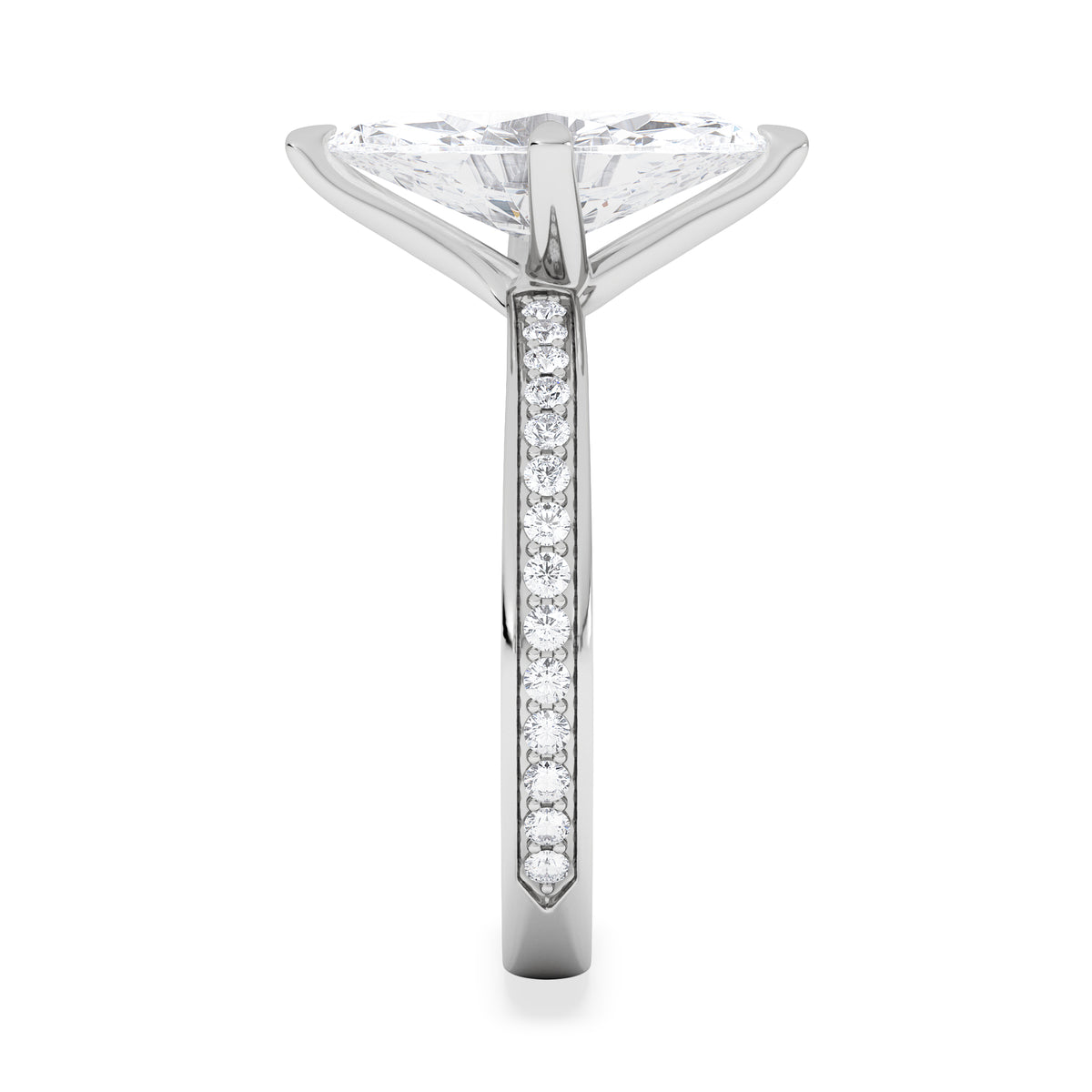 Origin Twist 2.00ct Marquise Cut Lab Diamond Solitaire Engagement Ring with Side Stones in 18K White Gold