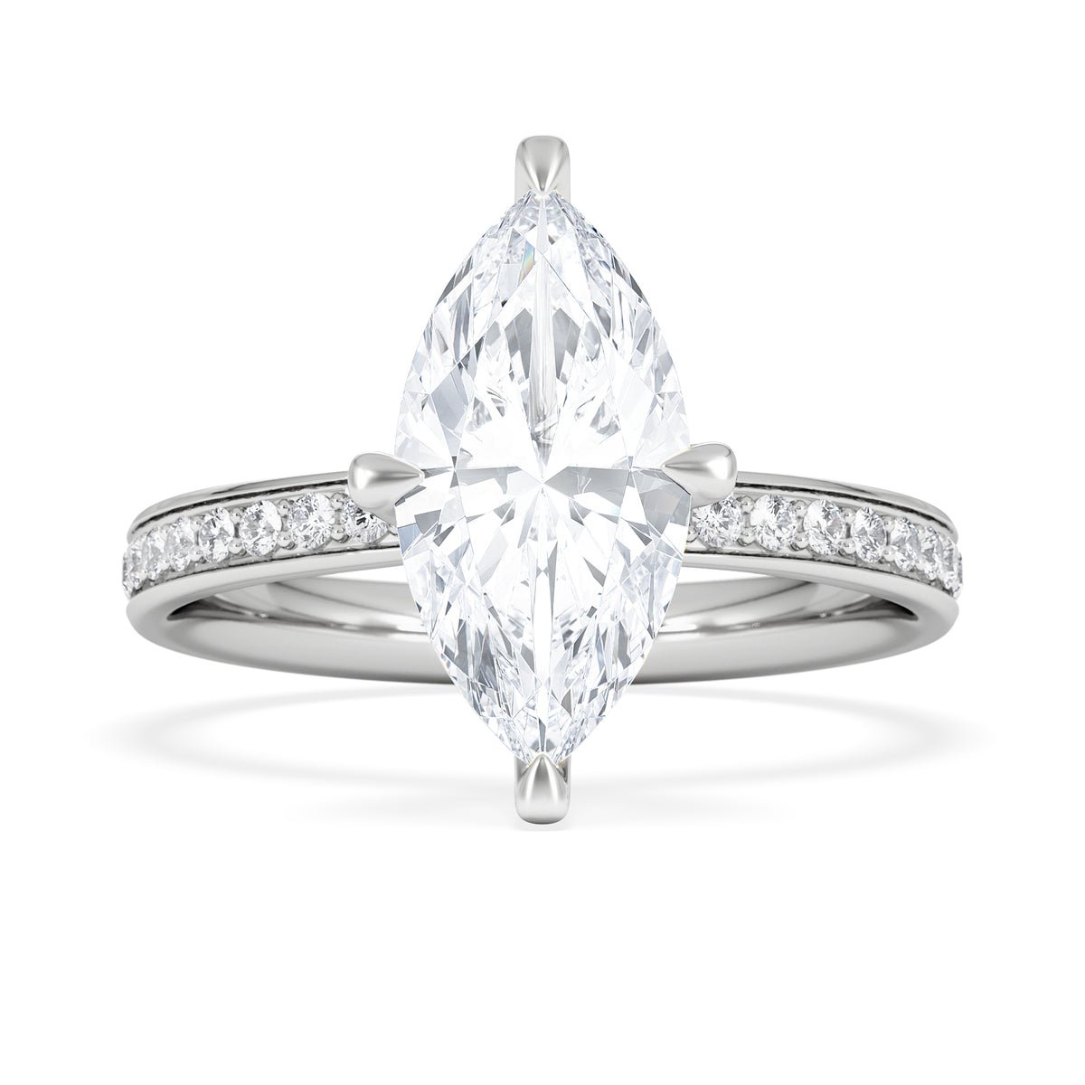 Origin Twist 2.00ct Marquise Cut Lab Diamond Solitaire Engagement Ring with Side Stones in Platinum