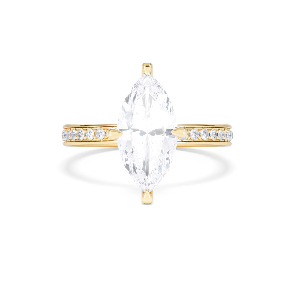 Origin Twist 2.00ct Marquise Cut Lab Diamond Solitaire Engagement Ring with Side Stones in 18K Yellow Gold