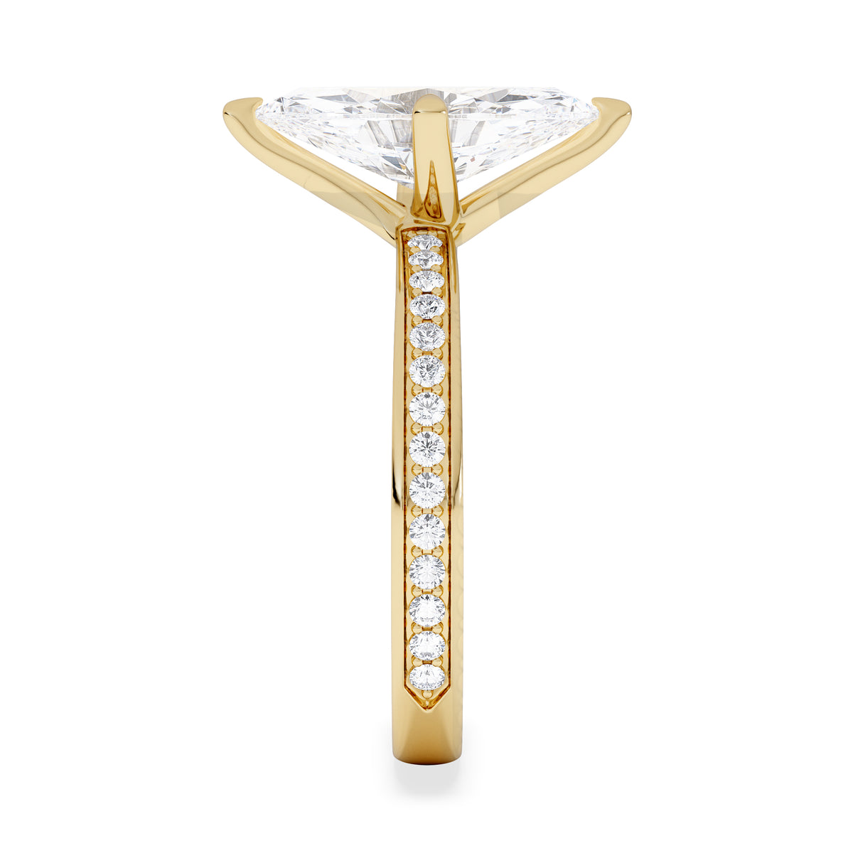 Origin Twist 2.00ct Marquise Cut Lab Diamond Solitaire Engagement Ring with Side Stones in 18K Yellow Gold