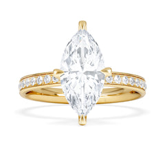 Origin Twist 2.00ct Marquise Cut Lab Diamond Solitaire Engagement Ring with Side Stones in 18K Yellow Gold
