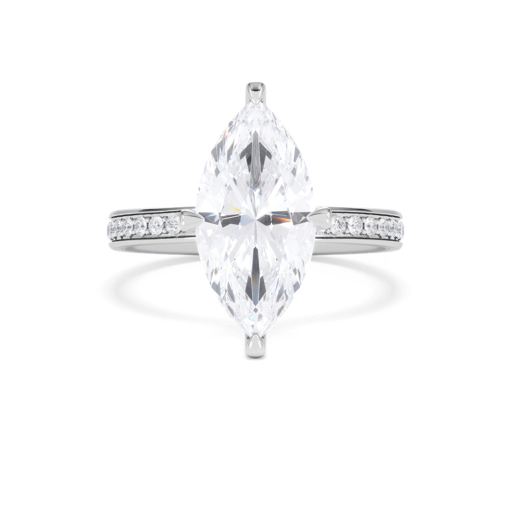Origin Twist 3.00ct Marquise Cut Lab Diamond Solitaire Engagement Ring with Side Stones in Platinum