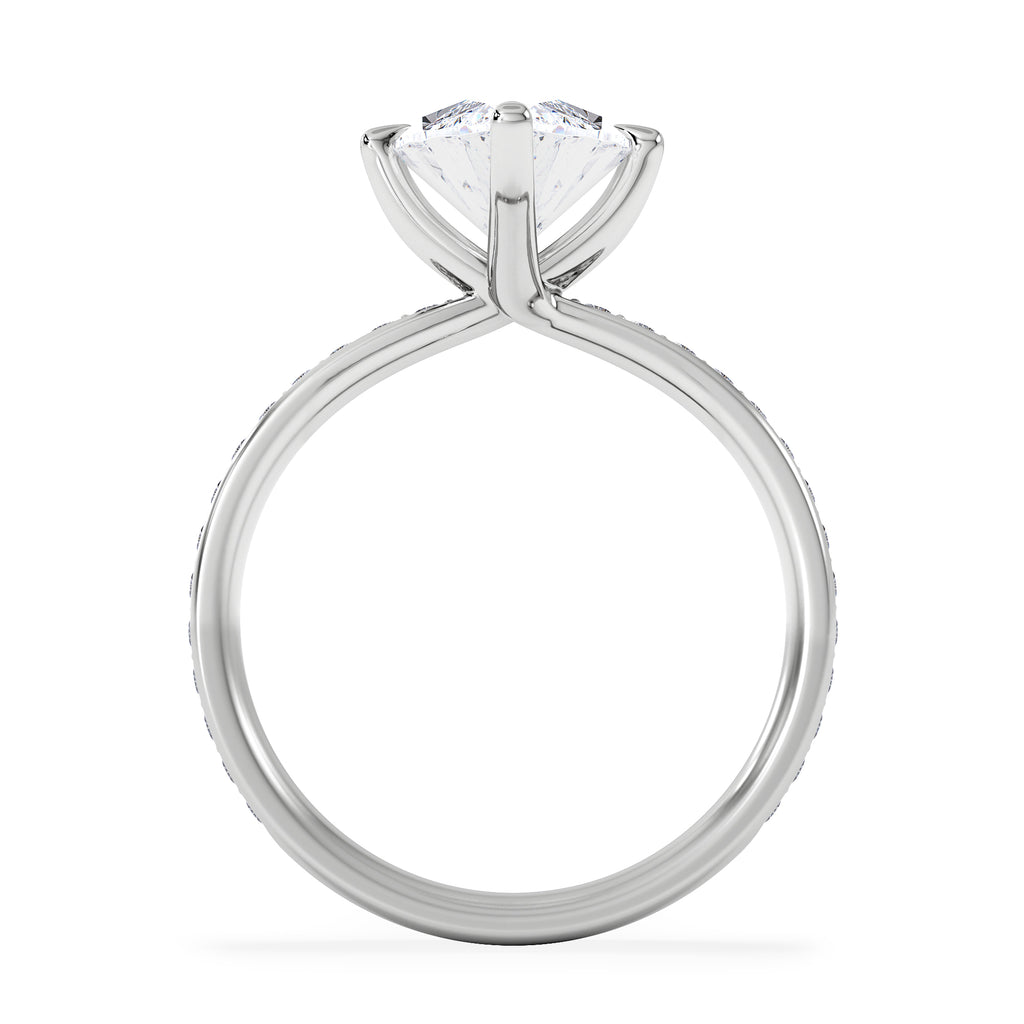 Origin Twist 3.00ct Marquise Cut Lab Diamond Solitaire Engagement Ring with Side Stones in 18K White Gold