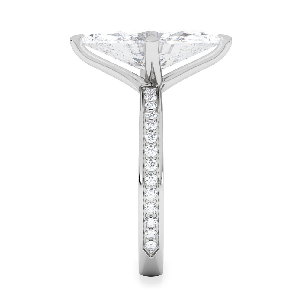 Origin Twist 3.00ct Marquise Cut Lab Diamond Solitaire Engagement Ring with Side Stones in 18K White Gold