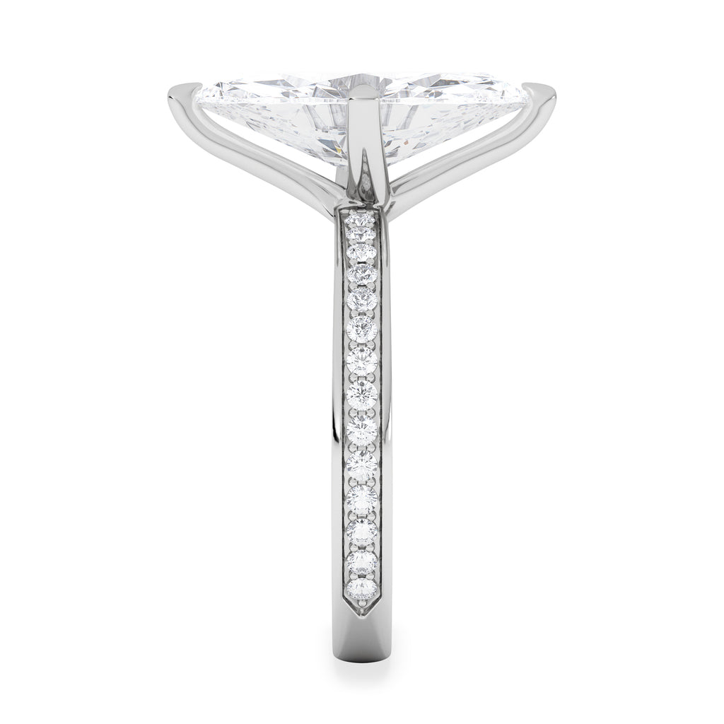 Origin Twist 3.00ct Marquise Cut Lab Diamond Solitaire Engagement Ring with Side Stones in 18K White Gold