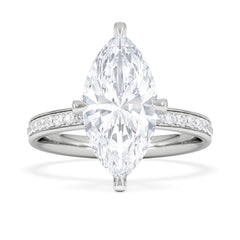 Origin Twist 3.00ct Marquise Cut Lab Diamond Solitaire Engagement Ring with Side Stones in 18K White Gold