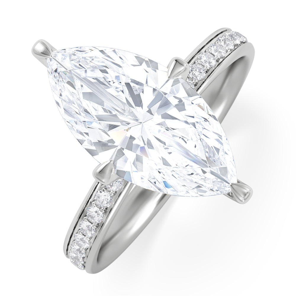 Origin Twist 3.00ct Marquise Cut Lab Diamond Solitaire Engagement Ring with Side Stones in Platinum