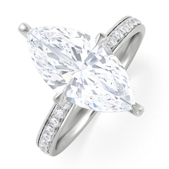 Origin Twist 3.00ct Marquise Cut Lab Diamond Solitaire Engagement Ring with Side Stones in 18K White Gold