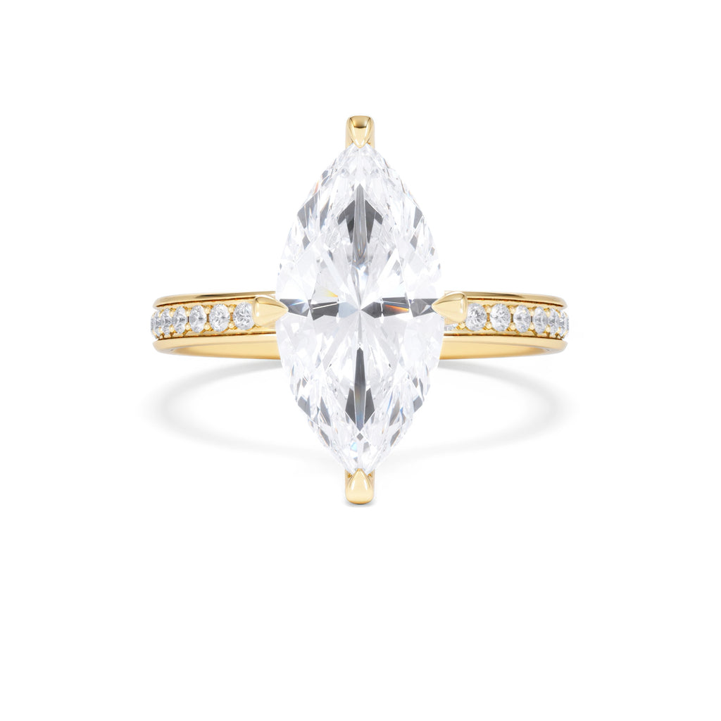 Origin Twist 3.00ct Marquise Cut Lab Diamond Solitaire Engagement Ring with Side Stones in 18K Yellow Gold