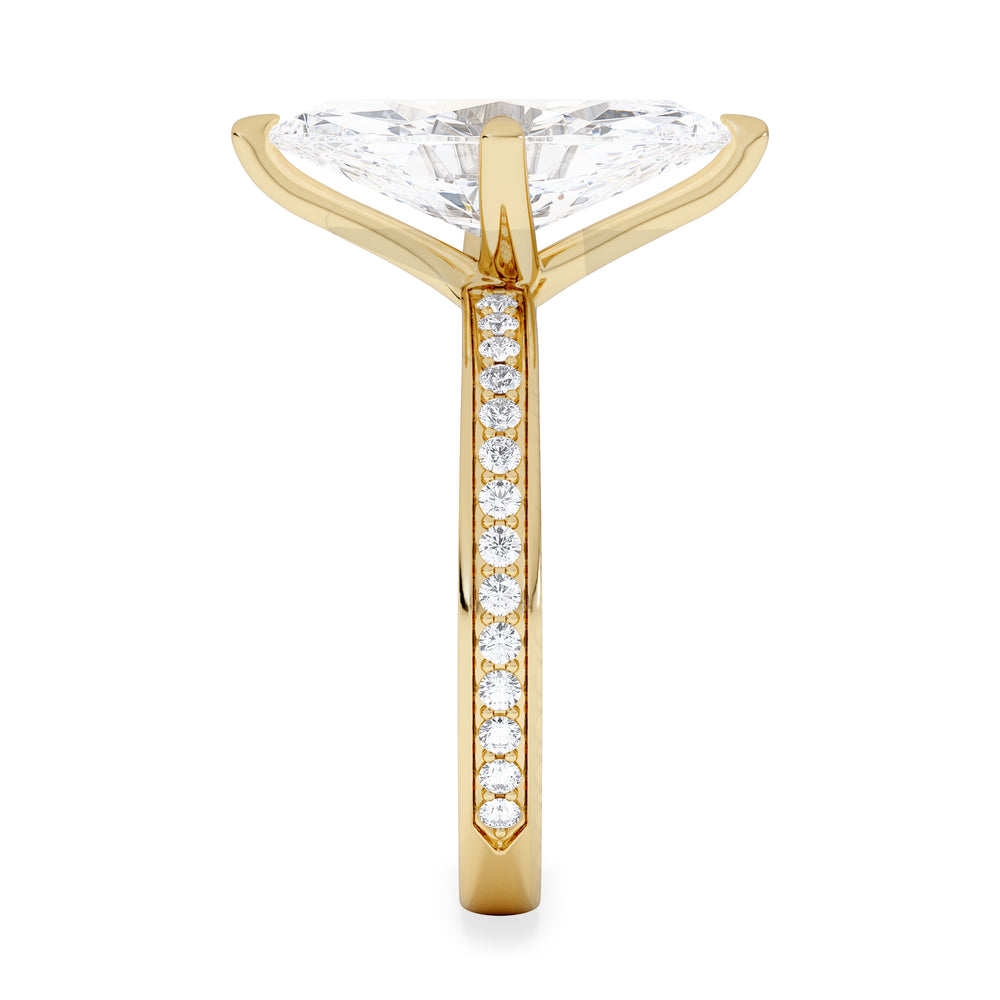 Origin Twist 3.00ct Marquise Cut Lab Diamond Solitaire Engagement Ring with Side Stones in 18K Yellow Gold
