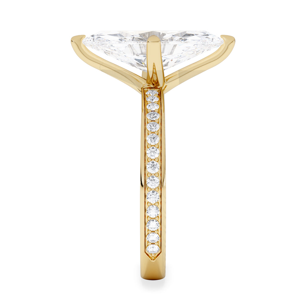 Origin Twist 3.00ct Marquise Cut Lab Diamond Solitaire Engagement Ring with Side Stones in 18K Yellow Gold