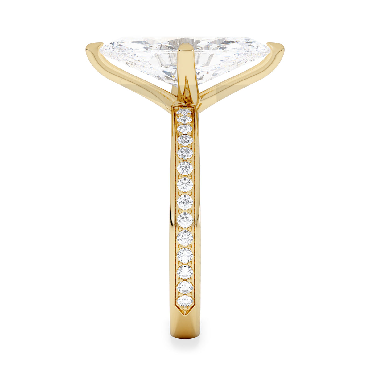 Origin Twist 3.00ct Marquise Cut Lab Diamond Solitaire Engagement Ring with Side Stones in 18K Yellow Gold