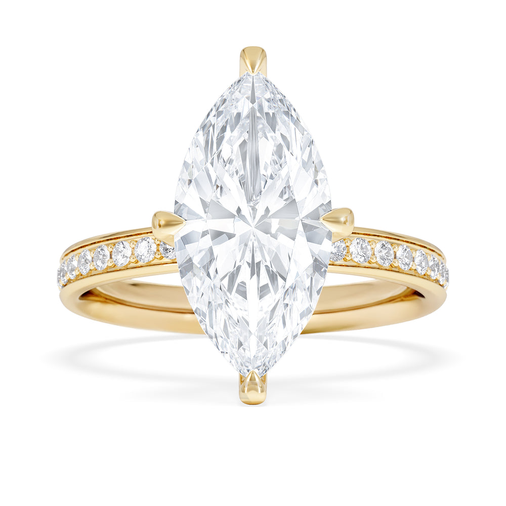 Origin Twist 3.00ct Marquise Cut Lab Diamond Solitaire Engagement Ring with Side Stones in 18K Yellow Gold