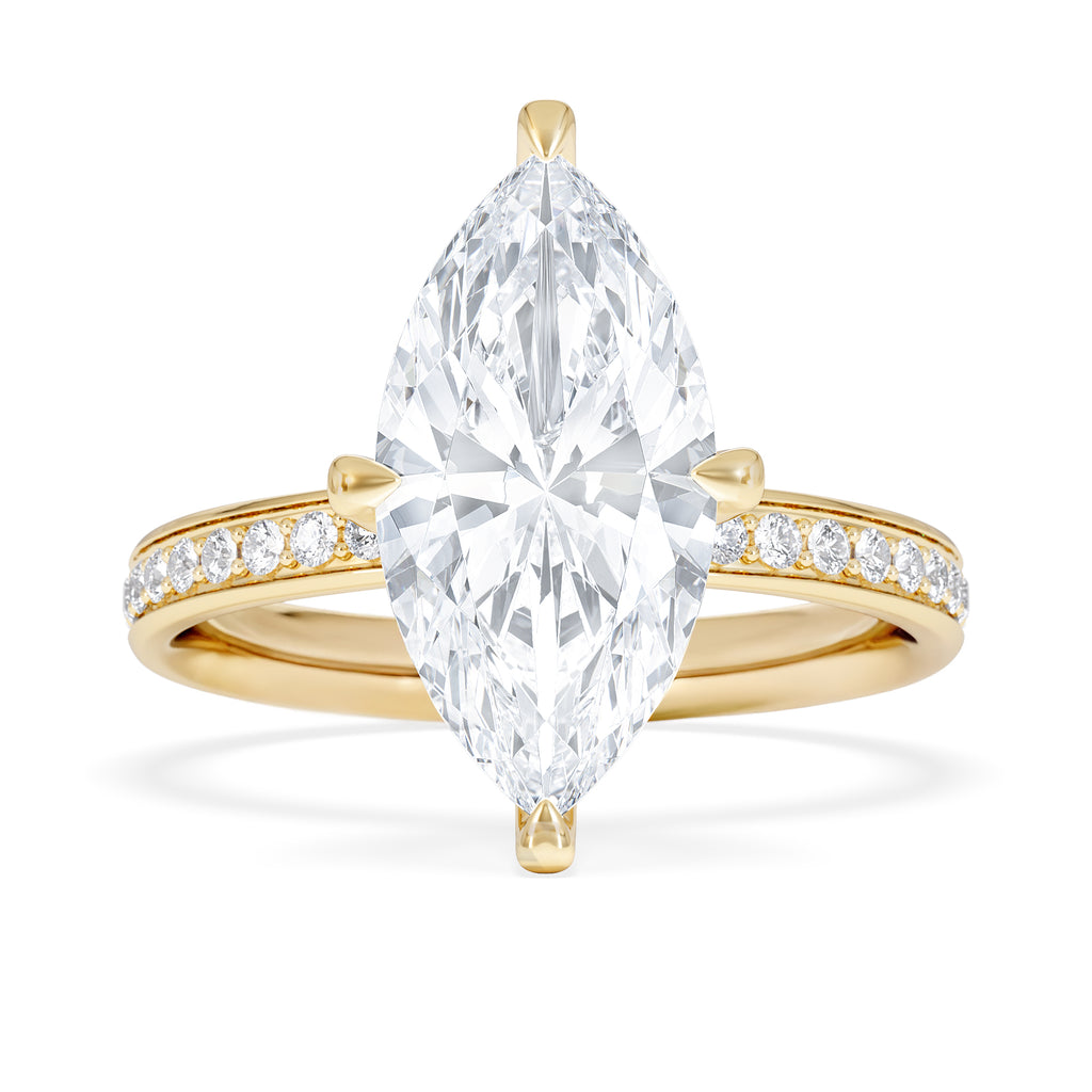 Origin Twist 3.00ct Marquise Cut Lab Diamond Solitaire Engagement Ring with Side Stones in 18K Yellow Gold