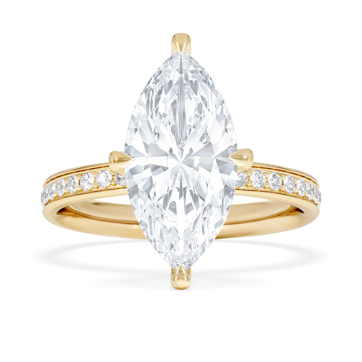 Origin Twist 3.00ct Marquise Cut Lab Diamond Solitaire Engagement Ring with Side Stones in 18K Yellow Gold