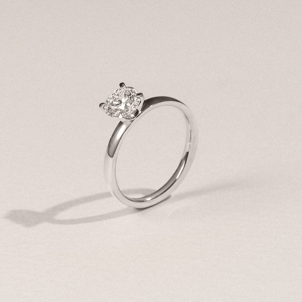 Origin 1.00ct Round Cut Lab Diamond Solitaire Engagement Ring in 18K White Gold