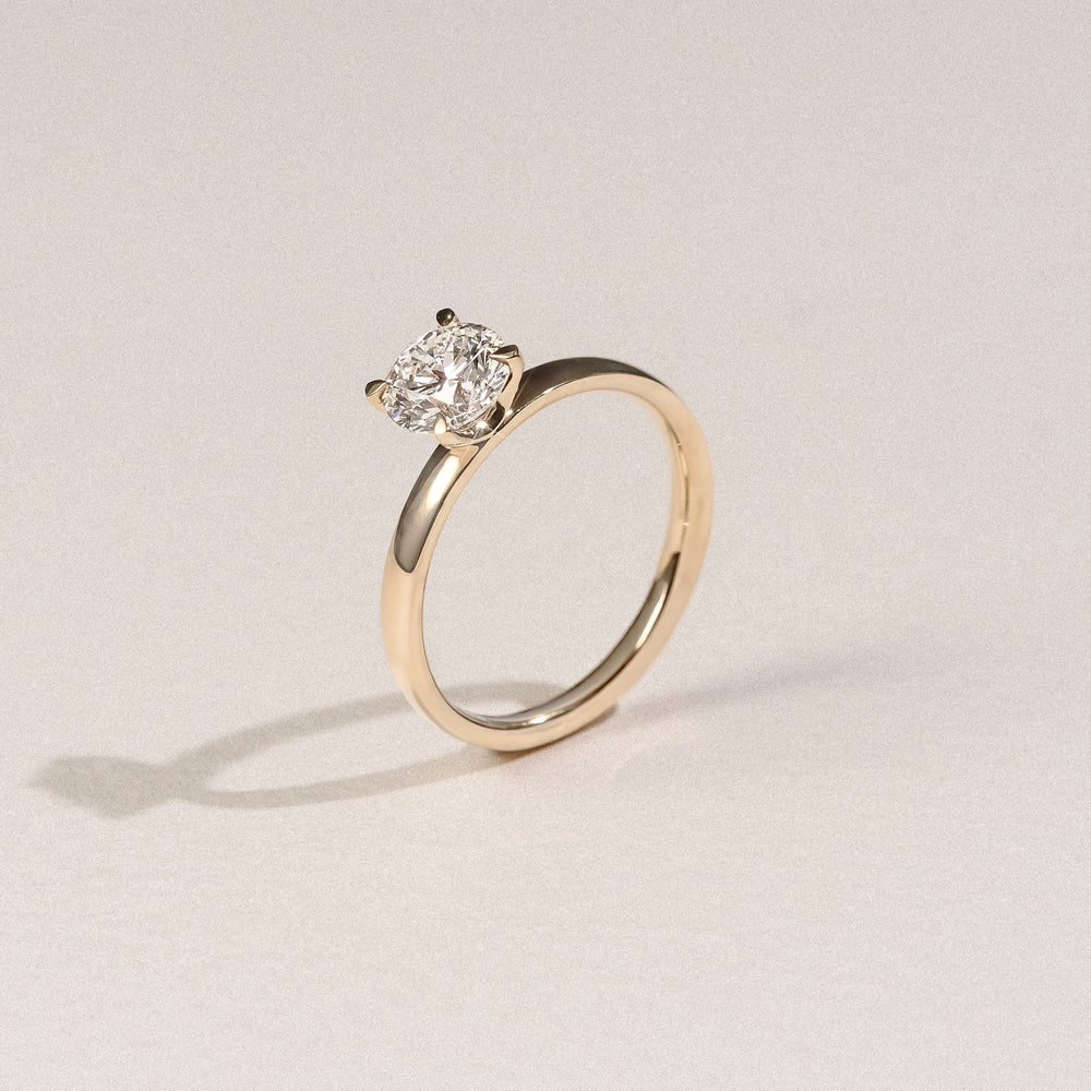 Origin 1.00ct Round Cut Lab Diamond Solitaire Engagement Ring in 18K Yellow Gold