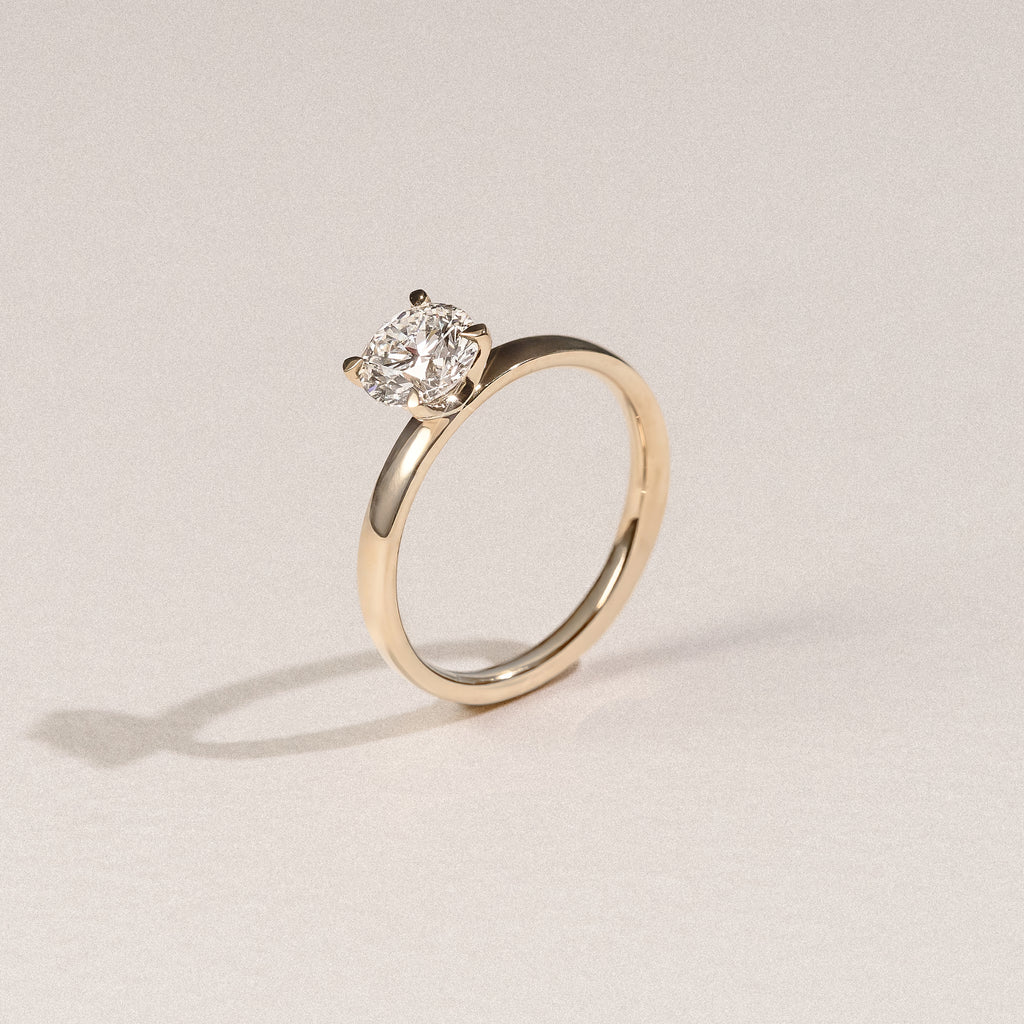 Origin 1.00ct Round Cut Lab Diamond Solitaire Engagement Ring in 18K Yellow Gold