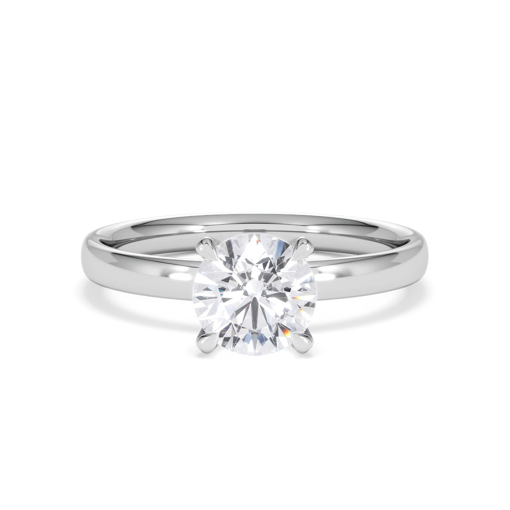 Origin 1.00ct Round Cut Lab Diamond Solitaire Engagement Ring in 18K White Gold