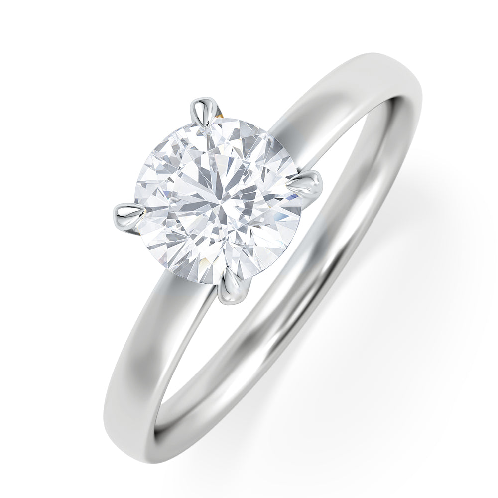 Origin 1.00ct Round Cut Lab Diamond Solitaire Engagement Ring in 18K White Gold