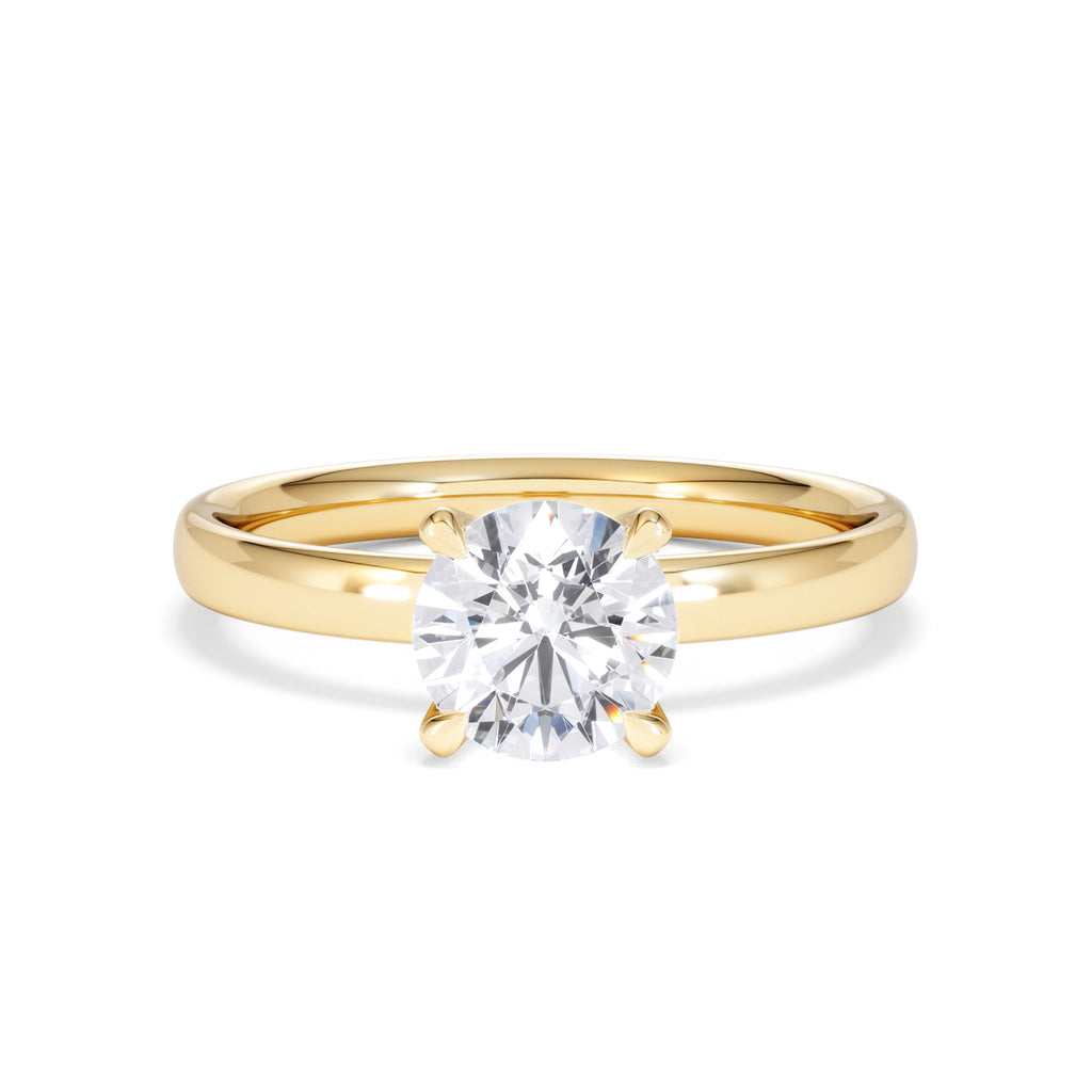 Origin 1.00ct Round Cut Lab Diamond Solitaire Engagement Ring in 18K Yellow Gold