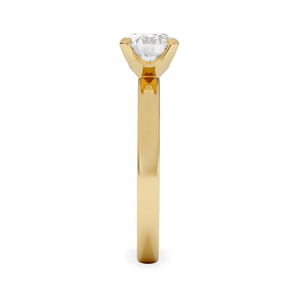 Origin 1.00ct Round Cut Lab Diamond Solitaire Engagement Ring in 18K Yellow Gold
