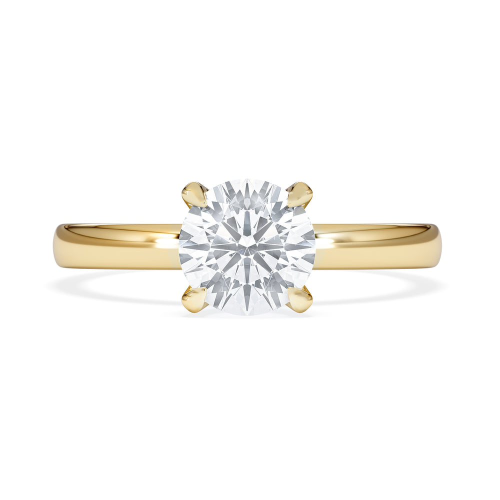 Origin 1.00ct Round Cut Lab Diamond Solitaire Engagement Ring in 18K Yellow Gold