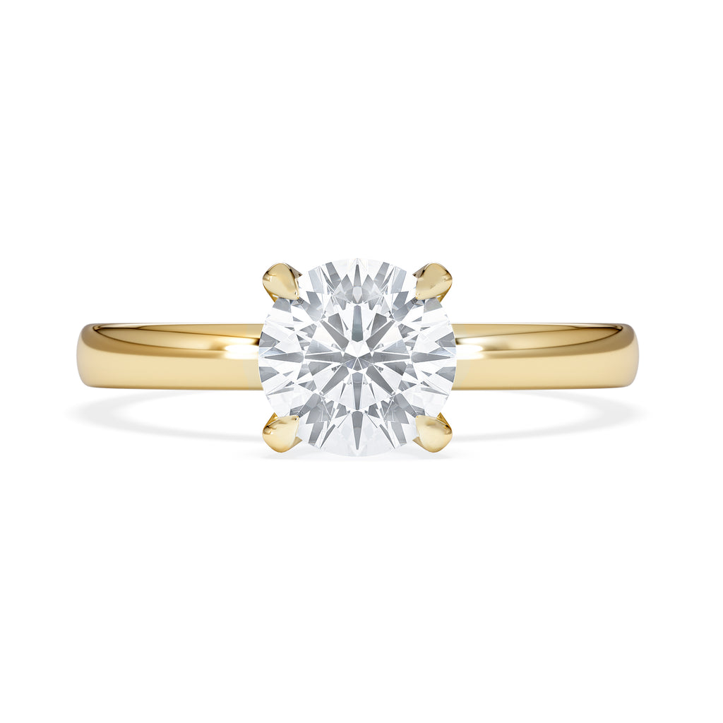 Origin 1.00ct Round Cut Lab Diamond Solitaire Engagement Ring in 18K Yellow Gold