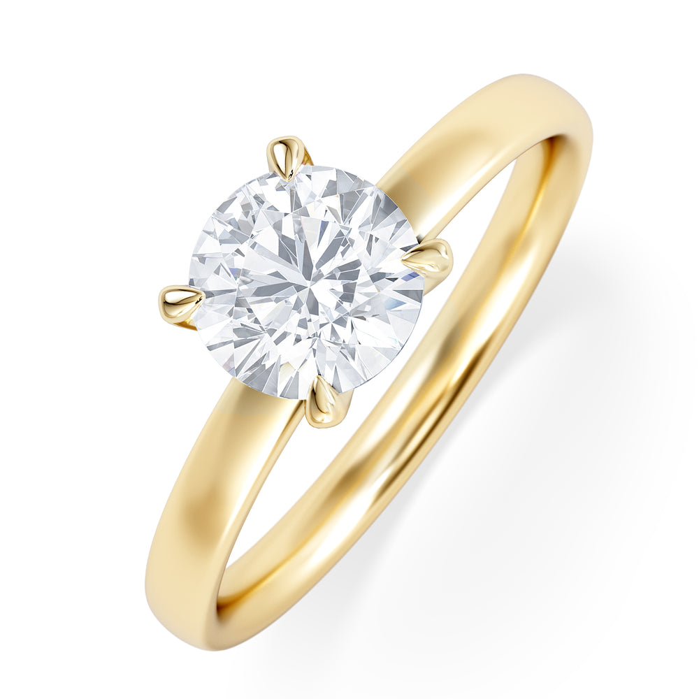 Origin 1.00ct Round Cut Lab Diamond Solitaire Engagement Ring in 18K Yellow Gold
