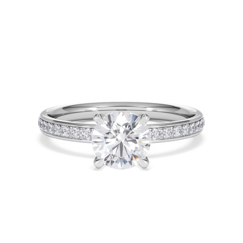 Origin 1.25ct Round Cut Lab Diamond Solitaire Engagement Ring with Side Stones in Platinum