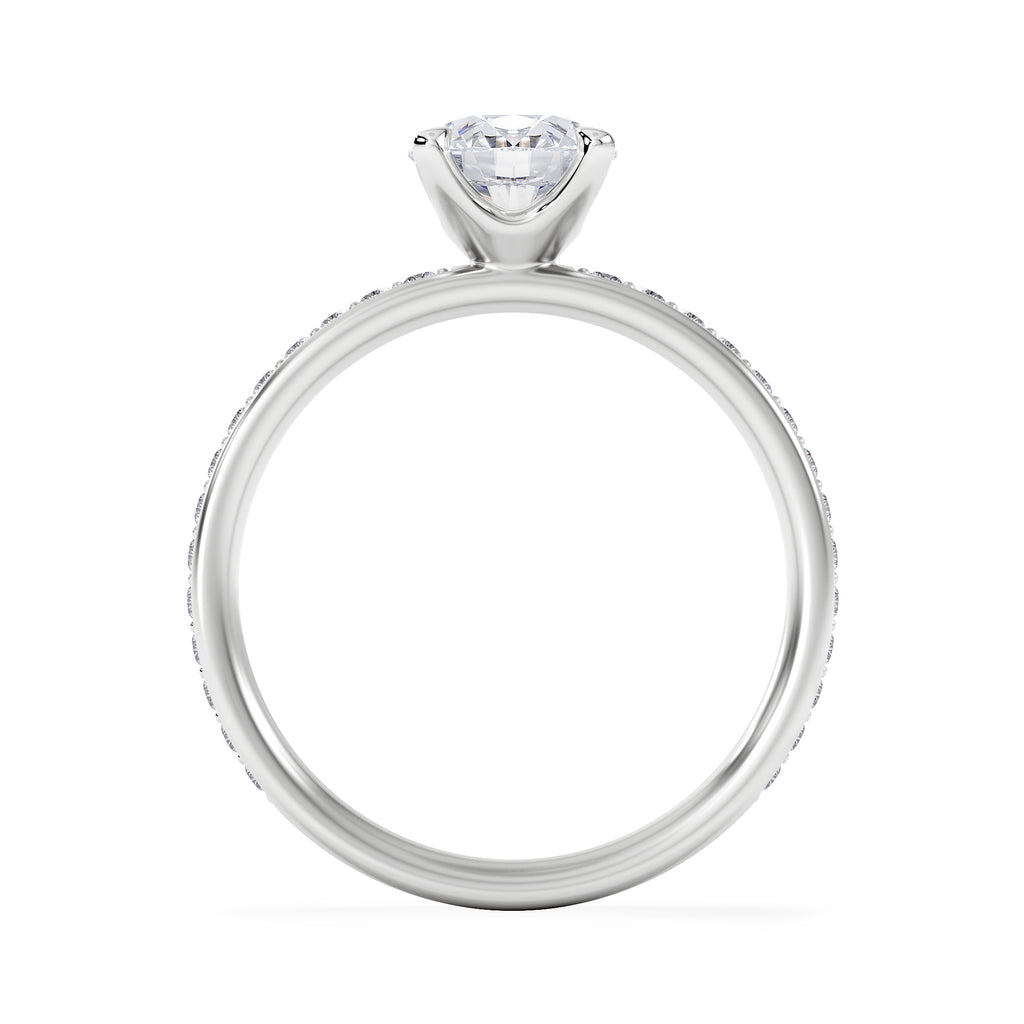 Origin 1.25ct Round Cut Lab Diamond Solitaire Engagement Ring with Side Stones in 18K White Gold