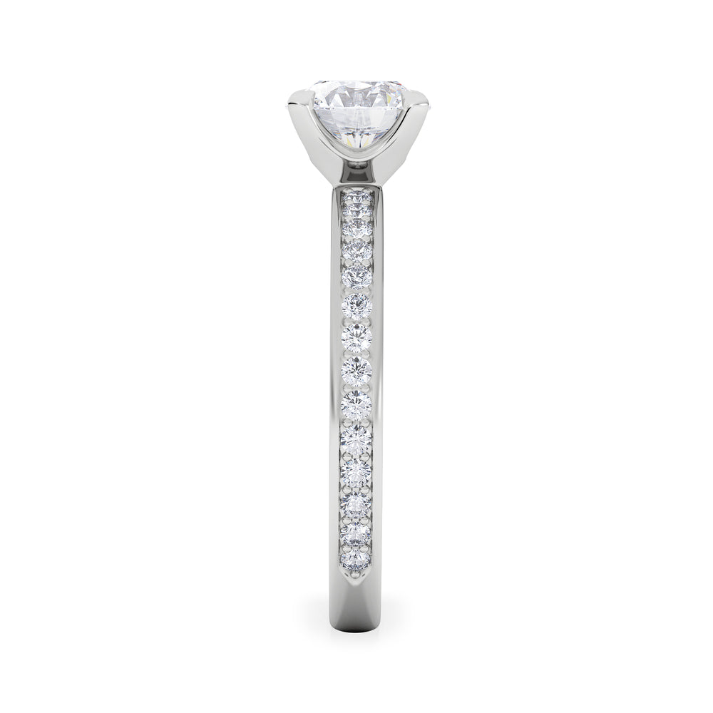 Origin 1.25ct Round Cut Lab Diamond Solitaire Engagement Ring with Side Stones in 18K White Gold