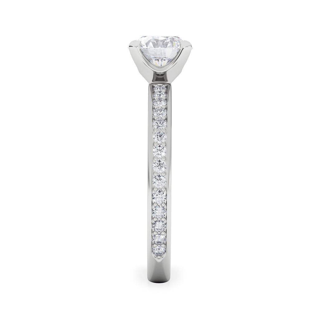 Origin 1.25ct Round Cut Lab Diamond Solitaire Engagement Ring with Side Stones in 18K White Gold