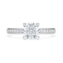 Origin 1.25ct Round Cut Lab Diamond Solitaire Engagement Ring with Side Stones in 18K White Gold
