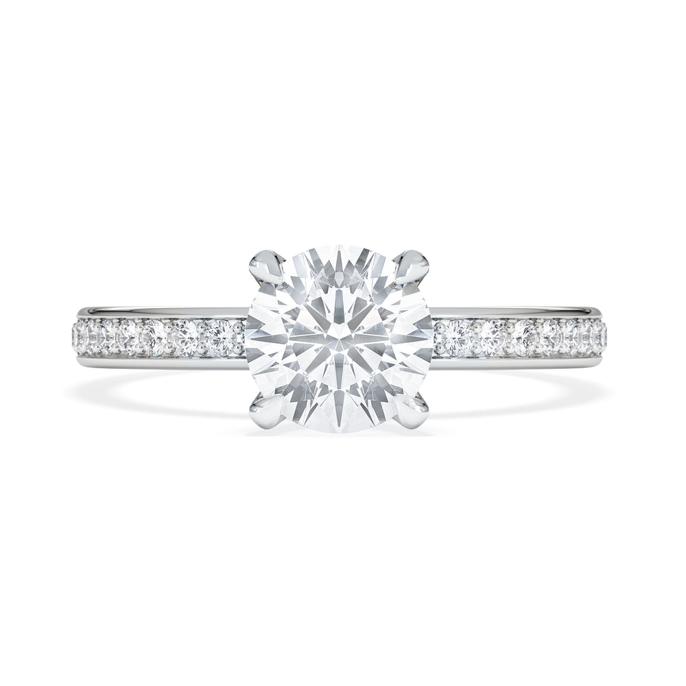 Origin 1.25ct Round Cut Lab Diamond Solitaire Engagement Ring with Side Stones in Platinum