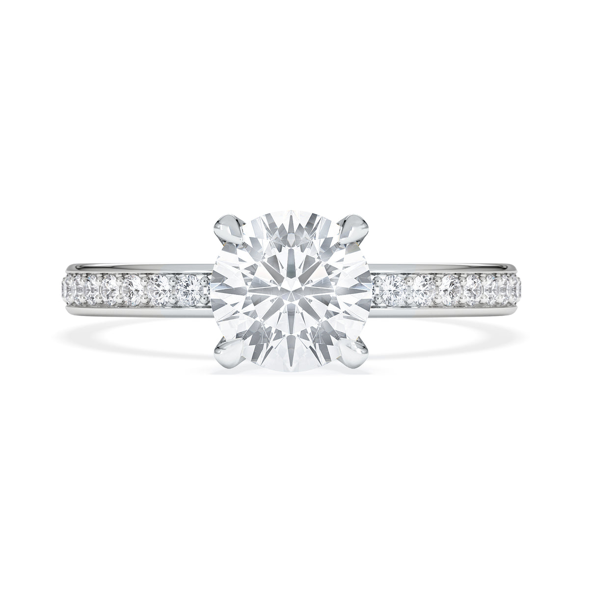 Origin 1.25ct Round Cut Lab Diamond Solitaire Engagement Ring with Side Stones in Platinum