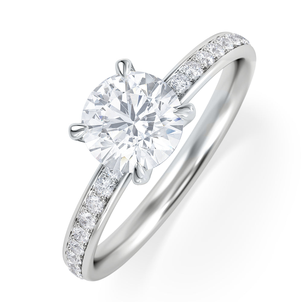 Origin 1.25ct Round Cut Lab Diamond Solitaire Engagement Ring with Side Stones in Platinum